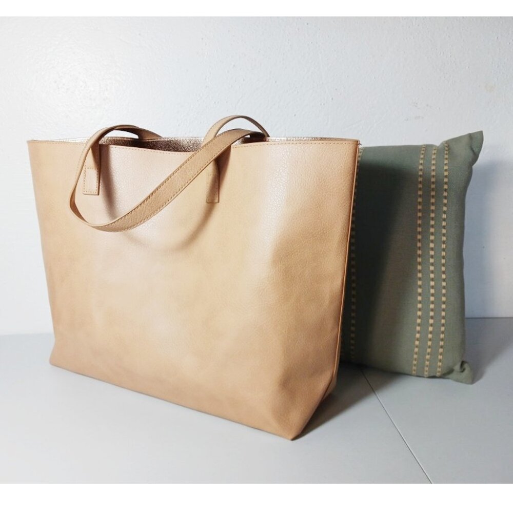 Light weight Tan color daily tote bag, PU leather